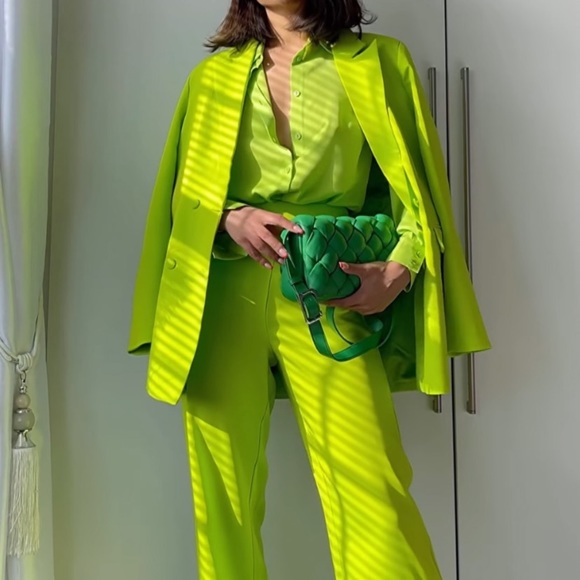 Zara Jackets & Coats Zara Ss22 Blazer Lime Green Poshmark